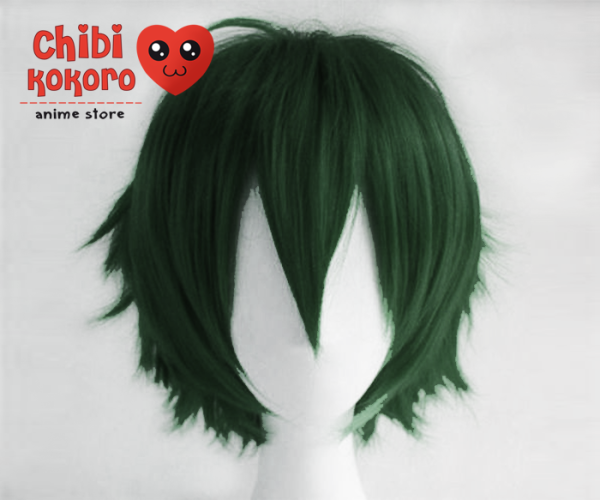 Peluca corta desmechada verde oscuro (red de encaje)