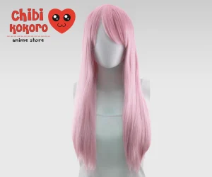 Peluca larga lacia rosa pastel #A16