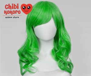 Peluca larga enrulada verde manzana #15C