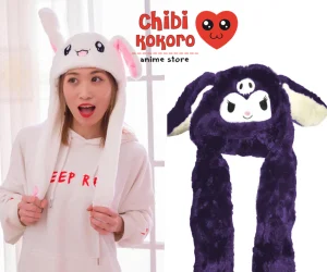Gorro Kuromi violeta mueve orejas