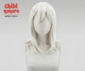 Peluca 40 cm lacia blanca #60