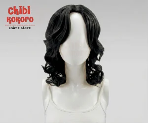 Peluca 40 cm enrulada negra #1