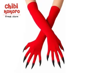 Guantes con uñas rojo